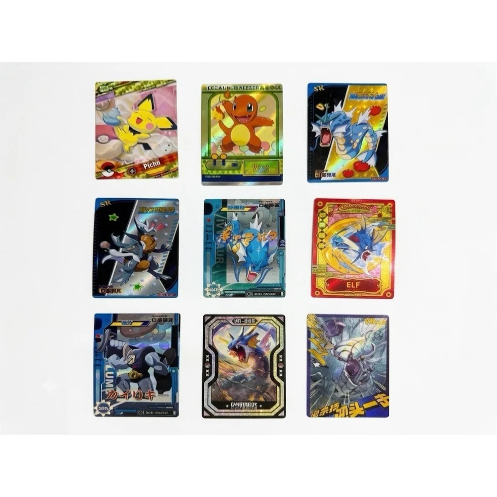 Lot of 9 Pokemon Fan-Made Holo Foil Trading Cards Pichu Gyarados & More